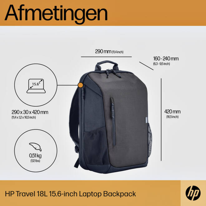Laptop Rugzak HP travel 18 liter 15.6 blauw/grijs