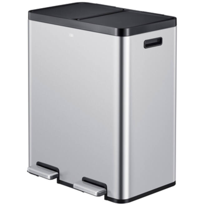 Afvalbak EKO Essential Recycler pedaalemmer 2x30liter RVS