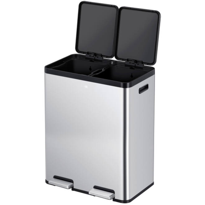 Afvalbak EKO Essential Recycler pedaalemmer 2x30liter RVS