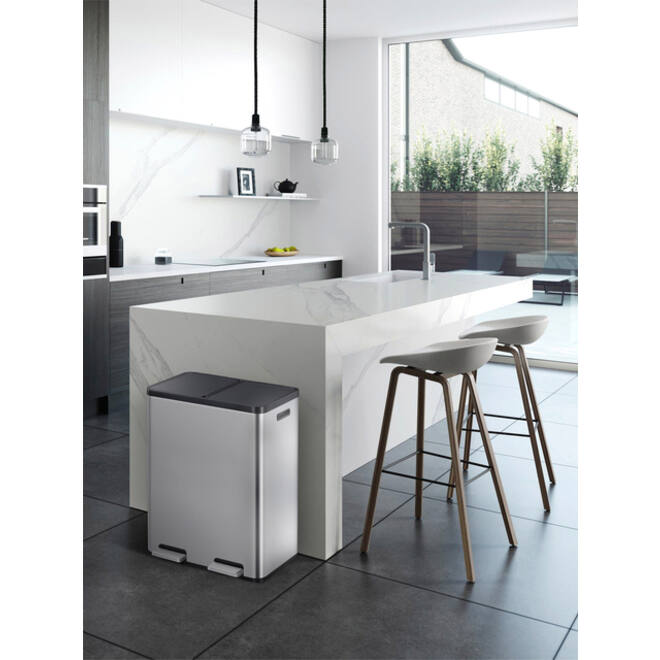 Afvalbak EKO Essential Recycler pedaalemmer 2x30liter RVS