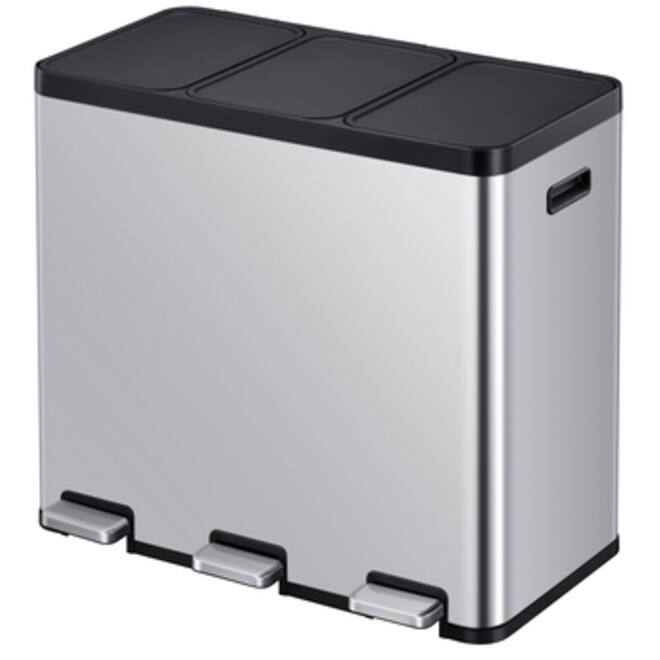 Afvalbak EKO Essential Recycler pedaalemmer 3x20liter RVS