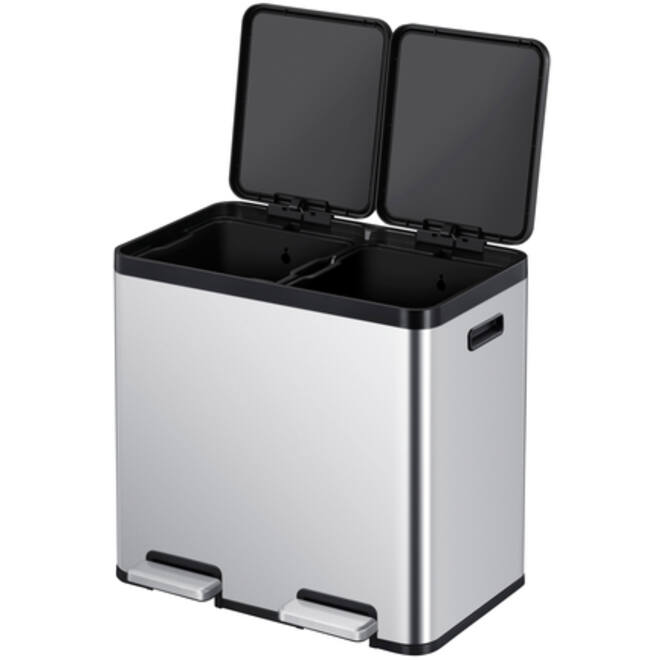 Afvalbak EKO Essential Recycler pedaalemmer 2x22liter RVS