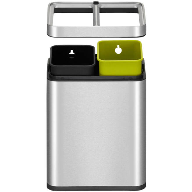 Afvalbak EKO Laguna Slim met inwerpopening 2x10liter RVS
