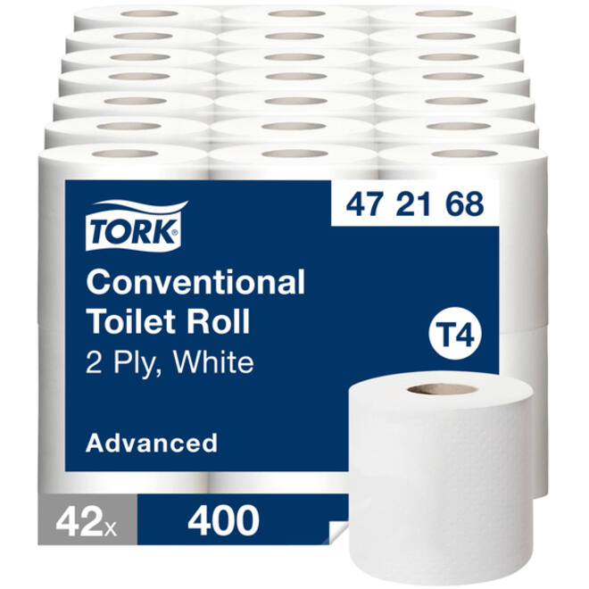 Toiletpapier Tork T4 advanced 2-laags 400vel wit 472168