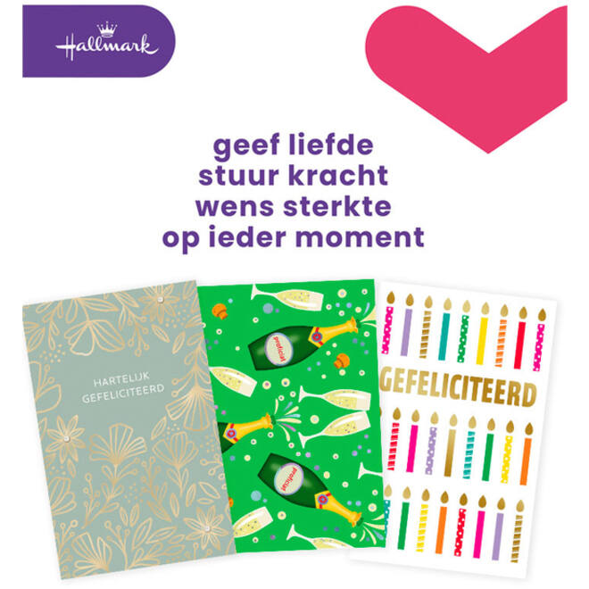 Wenskaart Hallmark navulset felicitatie 6 kaarten