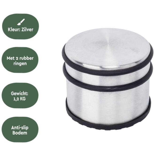 Deurstopper BRASQ met rubberen ringen rvs