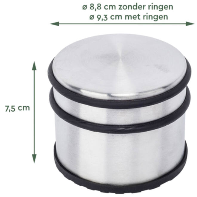 Deurstopper BRASQ met rubberen ringen rvs