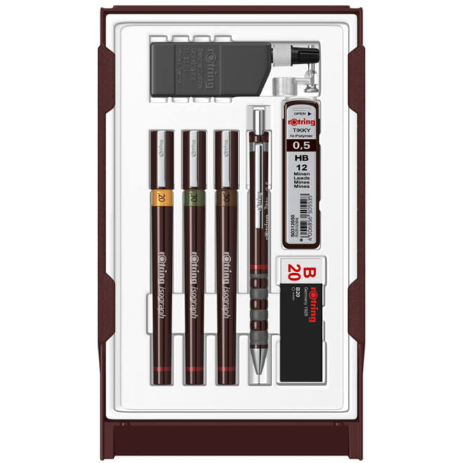 Tekenset rOtring Isograph college 0.2mm, 0.3mm en 0.5mm set à 3 stuks