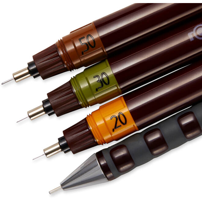 Tekenset rOtring Isograph college 0.2mm, 0.3mm en 0.5mm set à 3 stuks