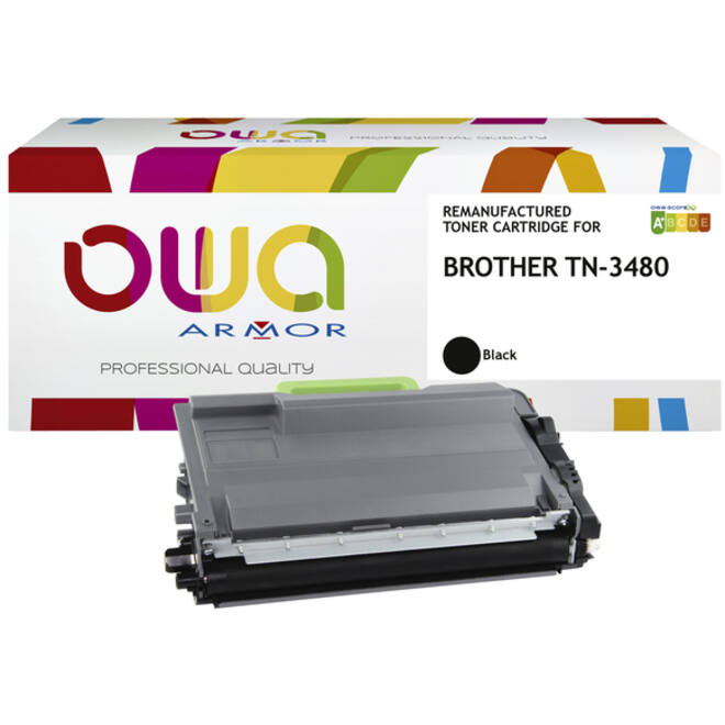 Toner OWA alternatief tbv Brother TN-3480BK zwart