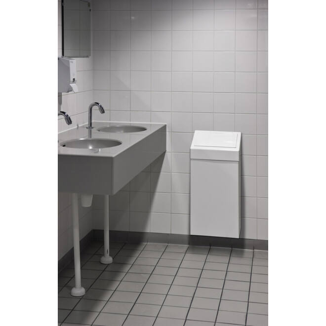 Afvalbak Vepa Bins met pushdeksel 50 liter metaal wit