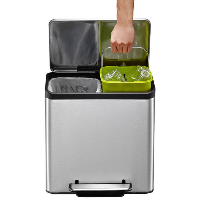 Afvalbak EKO EcoCasa Recycler pedaalemmer 15+15 liter RVS