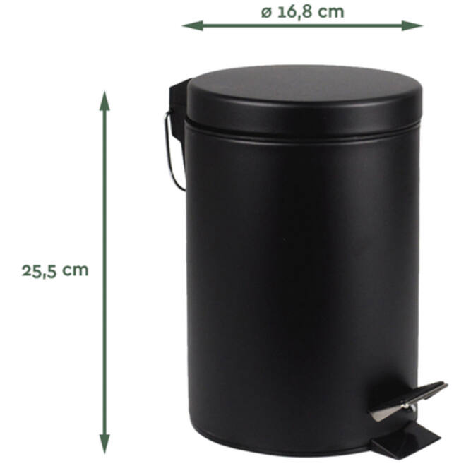 Afvalbak BRASQ pedaalemmer 3 liter zwart