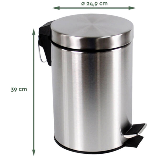 Afvalbak BRASQ pedaalemmer 12 liter rvs