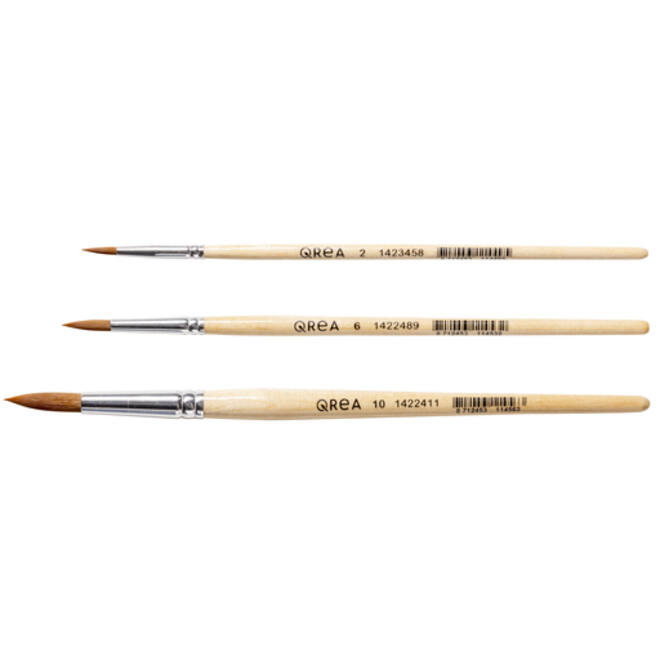 Penseel Qrea synthetisch haar set à 3 breedtes