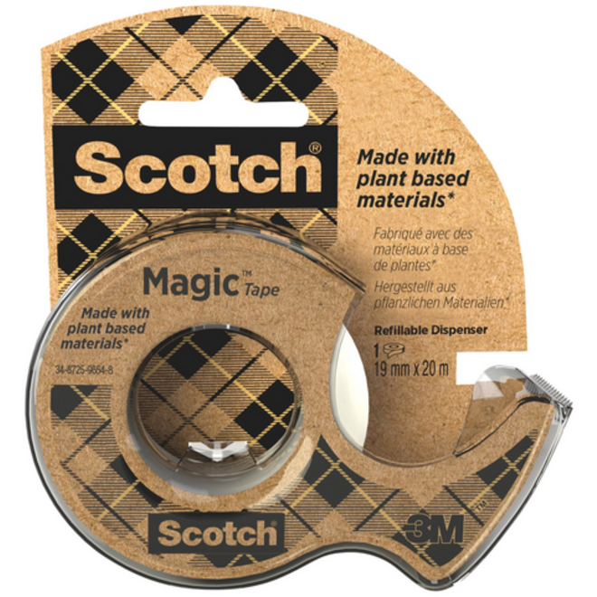 Plakband Scotch Magic 919 19mmx20m transparant + gerecyclede afroller