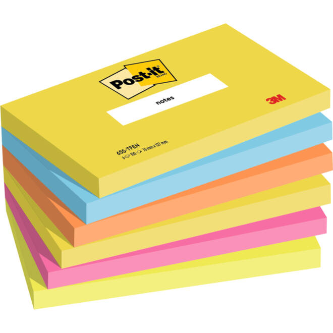Memoblok 3M Post-it 655 76x127mm Energetic Colours