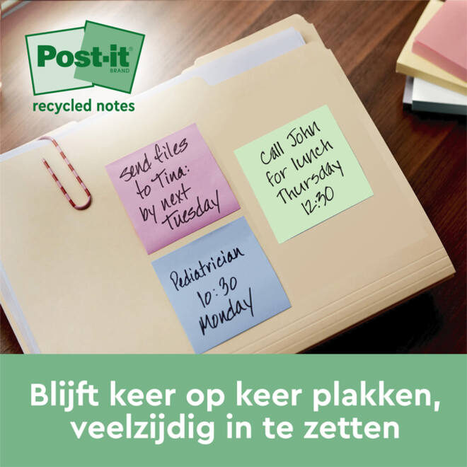 Memoblok 3M Post-it Z-Note R330 76x76mm recycle assorti kleur