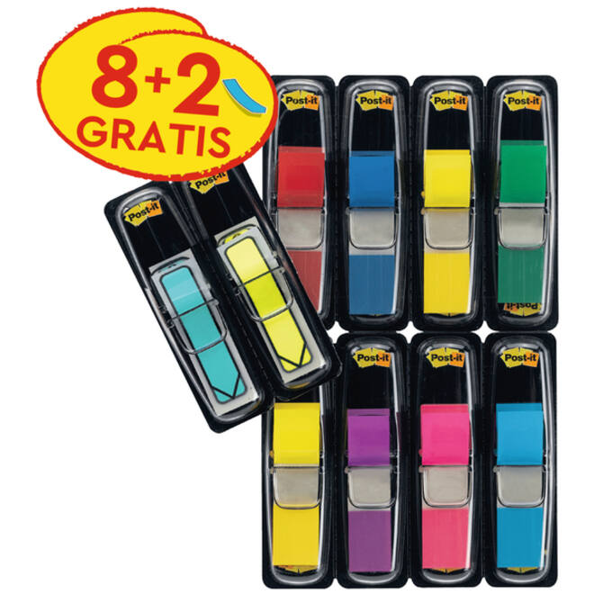 Indextabs 3M Post-it 683 11.9x43.2mm 8 kleuren assorti + 2 sets pijlvorm gratis