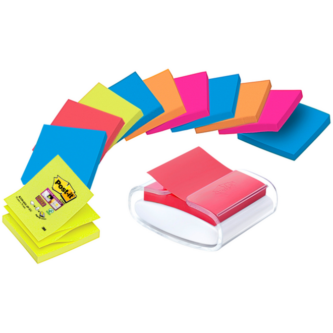 Memoblokdispenser 3M tbv Post-it Z-Note 76x76mm transparant + 12 blok Z-notes