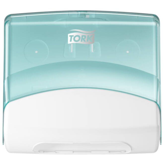 Reinigingsdoekdispenser Tork W4 Performance wandmontage wit/turqoise 654000