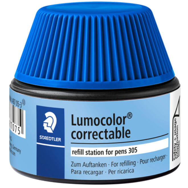 Viltstiftvulling Staedtler Lumocolor 305 non permanent correctable blauw