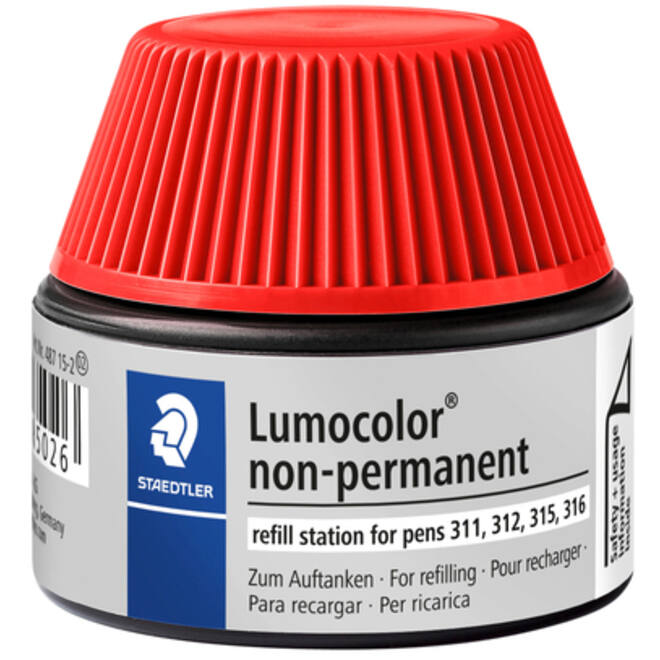 Viltstiftvulling Staedtler Lumocolor non-permanent 15ml rood