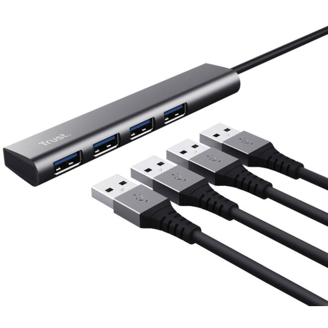 Hub Trust Halyx 4-port USB-C zilver
