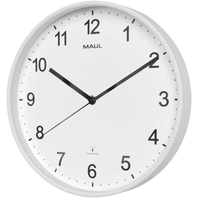 Wandklok MAUL Sprint RC Ø30x5cm kunststof wit/wit incl batterij