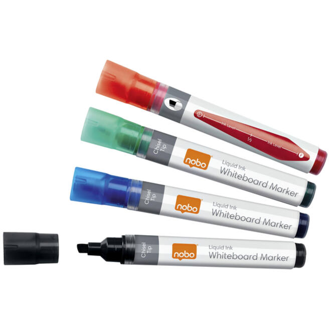 Viltstift Nobo whiteboard Liquid ink schuin assorti 4mm 10stuks