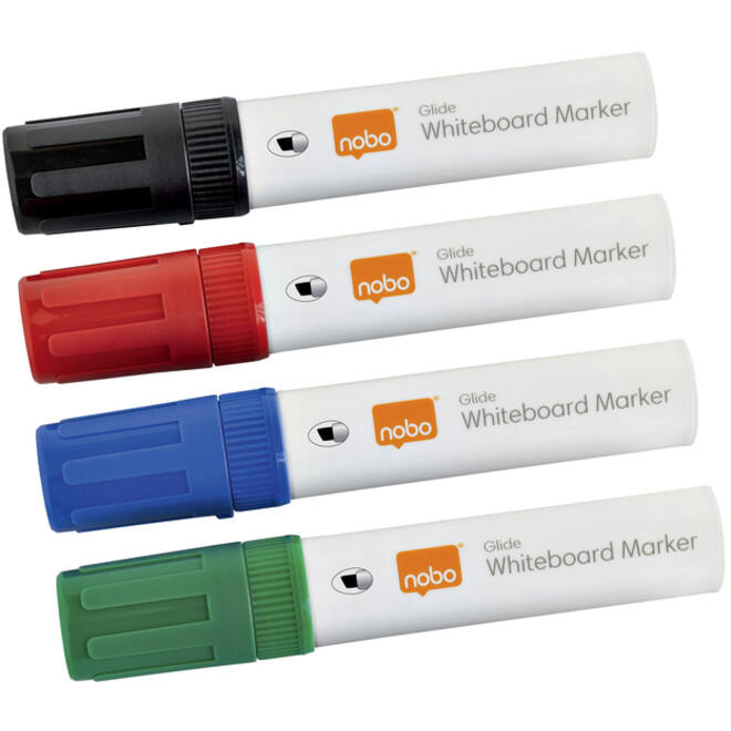 Viltstift Nobo whiteboard Glide schuin assorti 10mm 4stuks