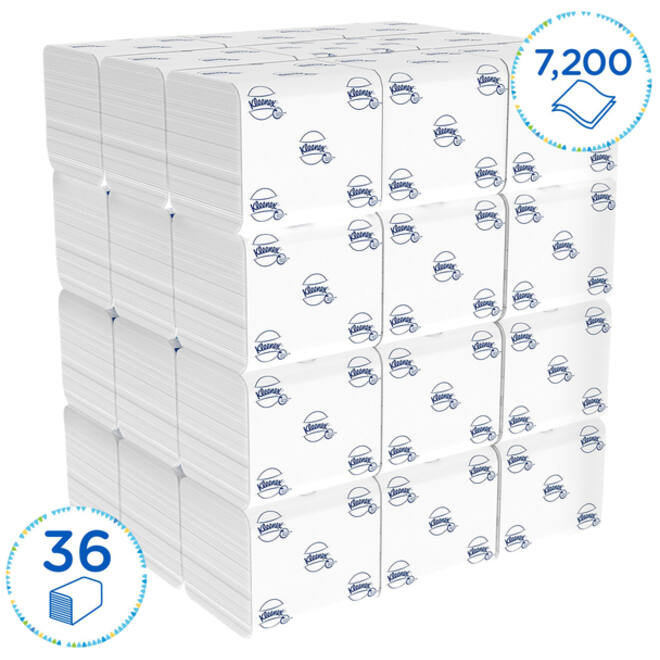 Toiletpapier Kleenex gevouwen tissues 2 laags 36x200stuks wit 8408