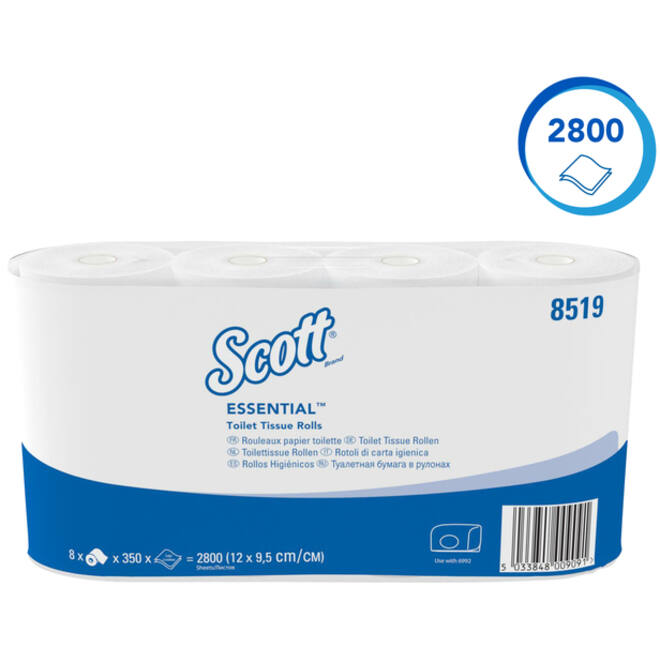 Toiletpapier Scott Essential 2-laags 350 vel wit 8519