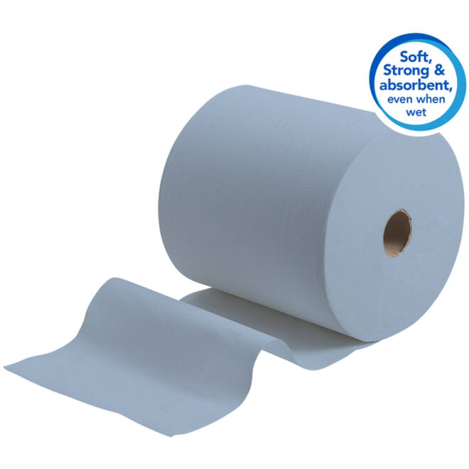 Handdoekrol Scott 1-laags 304m blauw 6668