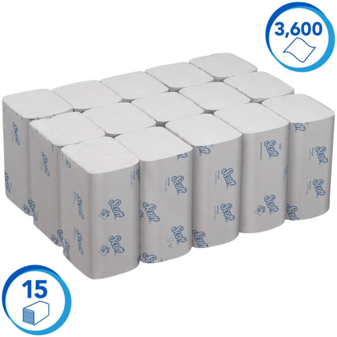 Handdoek Scott Essential i-vouw 1-laags 200x318mm 15x240 vel wit 6669