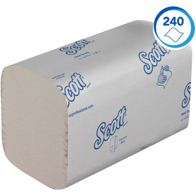 Handdoek Scott Essential i-vouw 1-laags 200x318mm 15x240 vel wit 6669