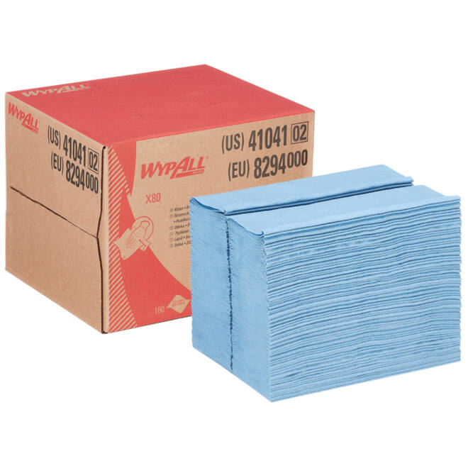 Poetsdoek WypAll X80 PowerClean 28,2x42,70cm 160 vel draagdoos blauw 8294