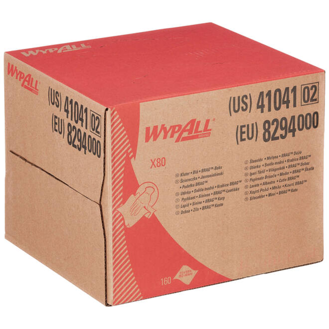 Poetsdoek WypAll X80 PowerClean 28,2x42,70cm 160 vel draagdoos blauw 8294