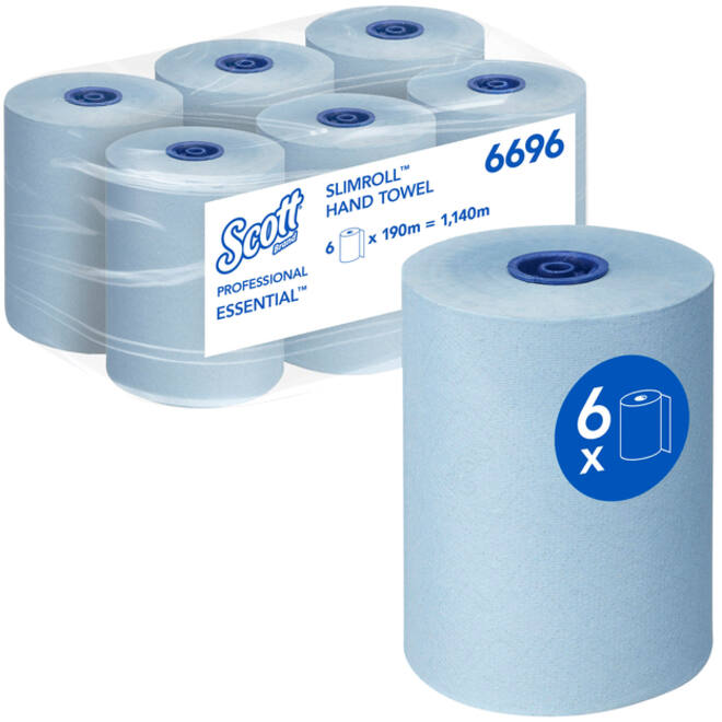 Handdoekrol Scott Essential Slimroll 1-laags 190m blauw 6696