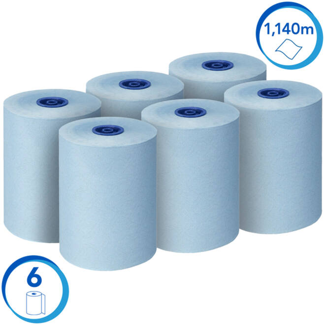Handdoekrol Scott Essential Slimroll 1-laags 190m blauw 6696