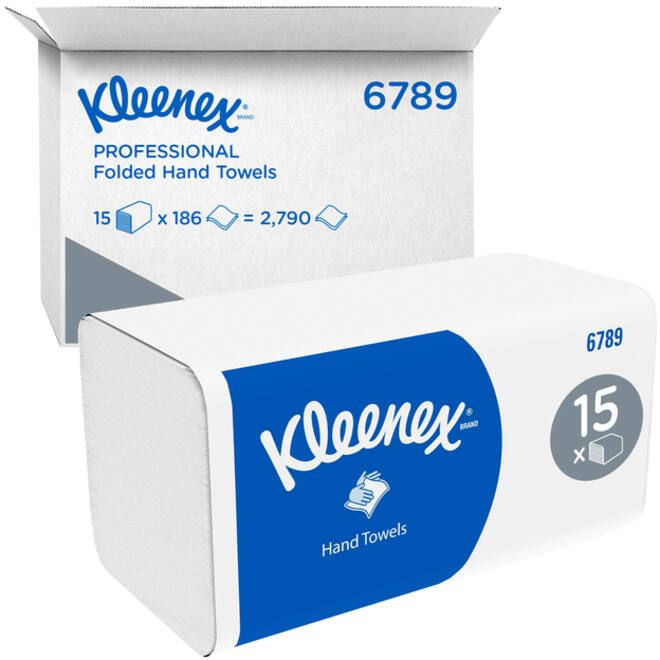 Handdoek Kleenex i-vouw 2-laags 21x21.5cm 15x186stuks wit 6789