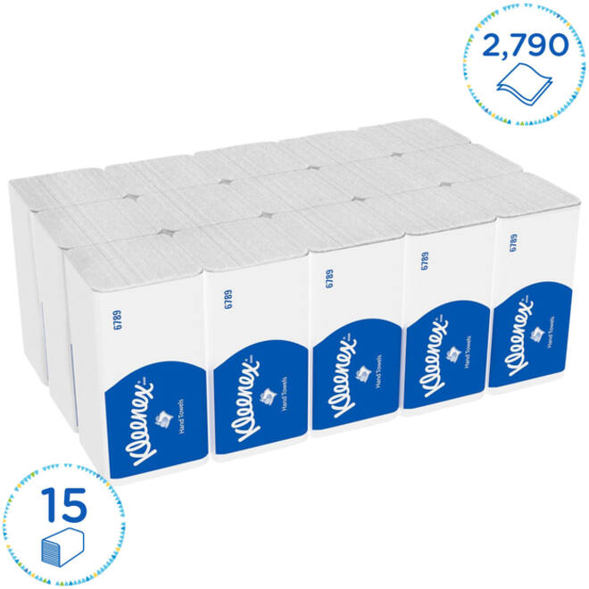 Handdoek Kleenex i-vouw 2-laags 21x21.5cm 15x186stuks wit 6789