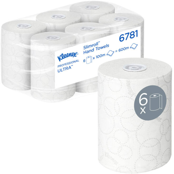 Handdoekrol Kleenex Ultra Slimroll 2-laags 100m wit 6781