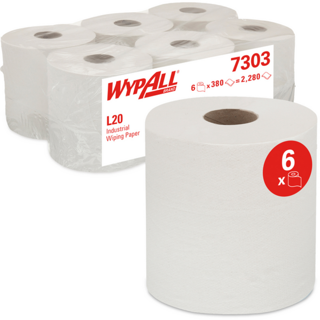 Poetsrol WypAll L20 2-laags 18,3cmx144m 380vel wit 7303