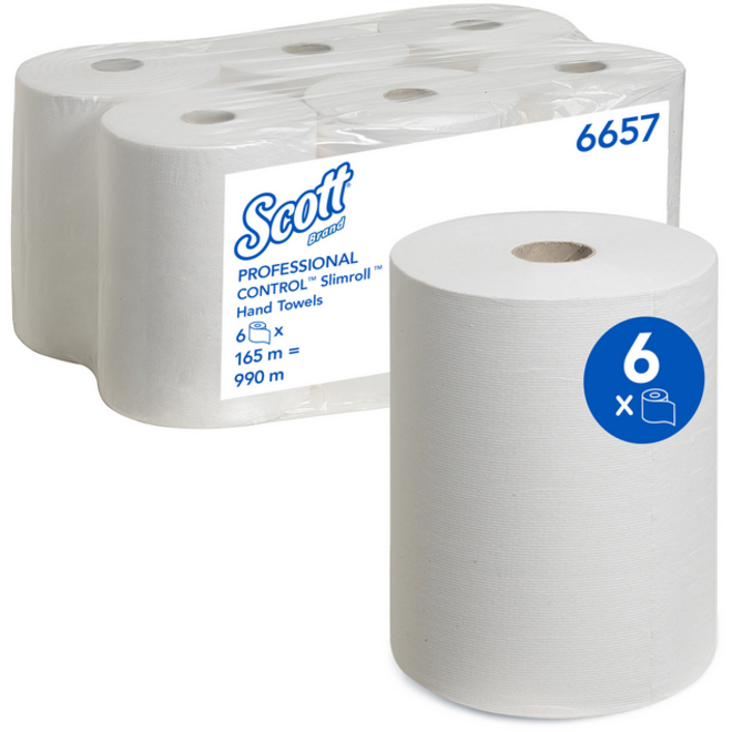 Handdoekrol Scott Slimroll 1-laags 165m wit 6657