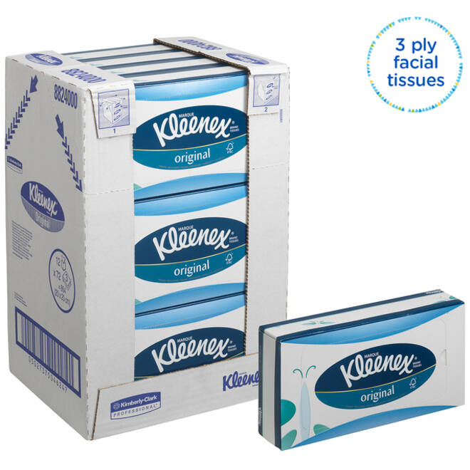 Facial tissues Kleenex 3-laags standaard 12x72stuks wit 8824