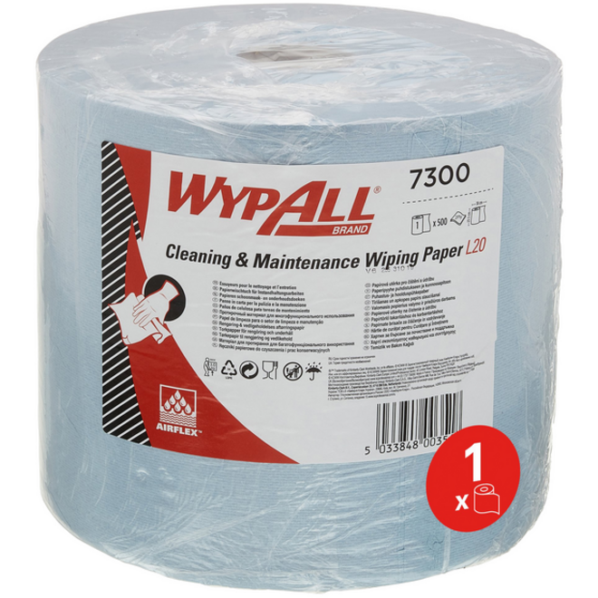 Poetspapier WypAll L20 GeneralClean 2-laags 500 vel blauw 7300