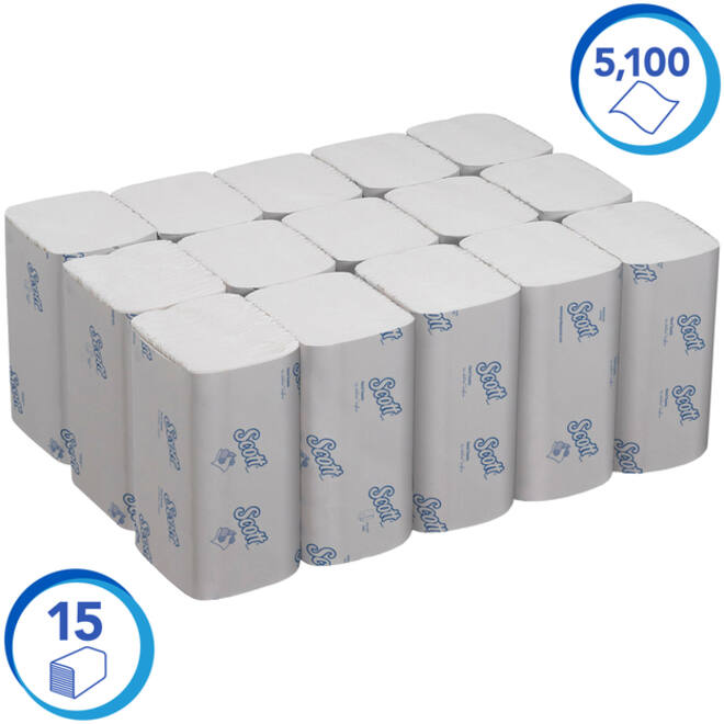 Handdoek Scott Essential i-vouw 1-laags 20x21cm wit 15x340stuks 6617