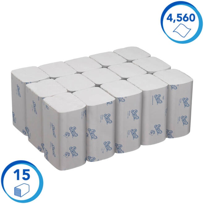 Handdoek Scott i-vouw 1-laags 21x20cm wit 15x304stuks 6689
