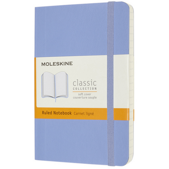 Notitieboek Moleskine pocket 90x140mm lijn soft cover hydrangea blue